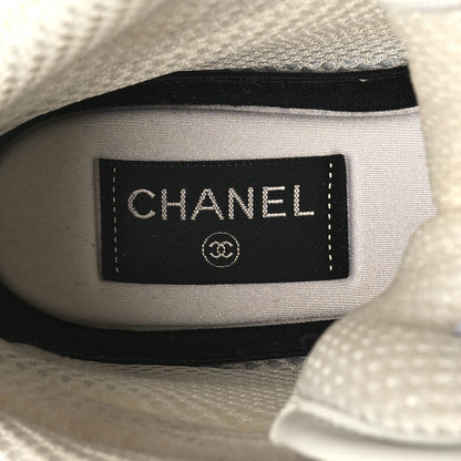 Chanel Suede Fabric Grained Calfskin Womens CC High Top Sneakers 37 White 7 of 10