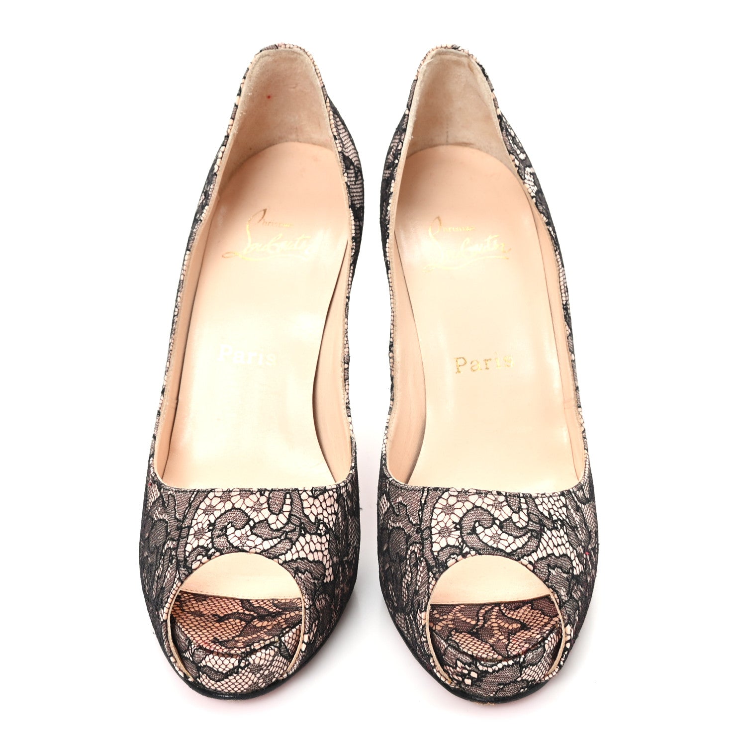 Christian Louboutin Lace New Very Prive 120 Pumps 38 Beige Black 3 of 9