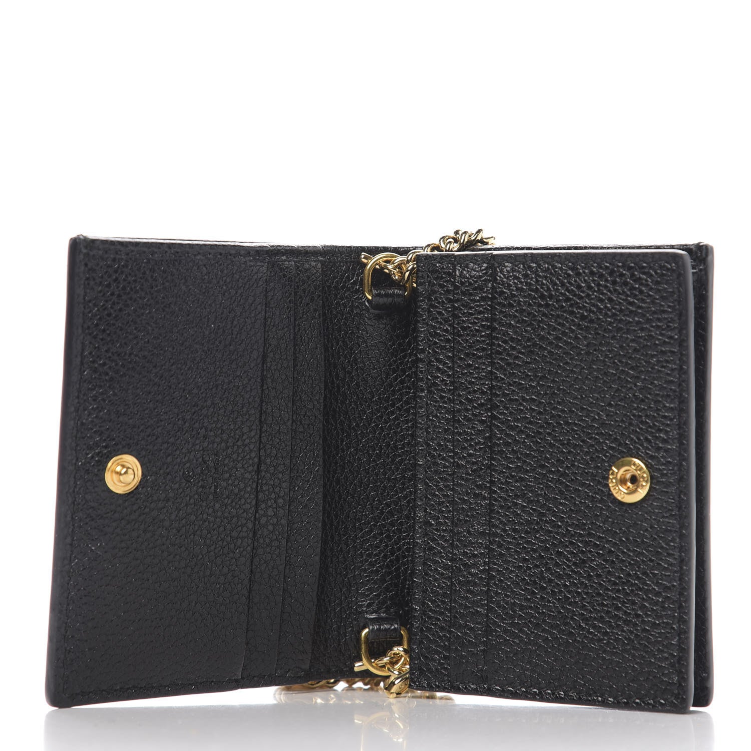 Gucci Grainy Calfskin Zumi Chain Card Case Wallet Black 4 of 9