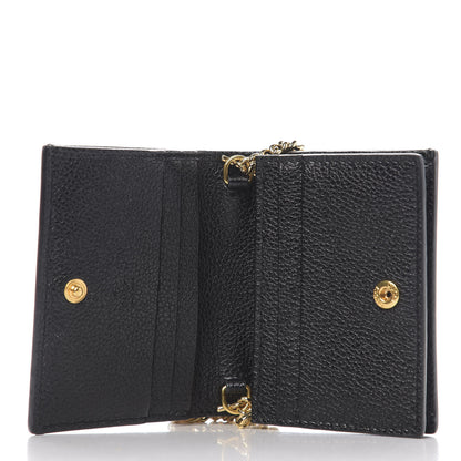 Gucci Grainy Calfskin Zumi Chain Card Case Wallet Black 4 of 9