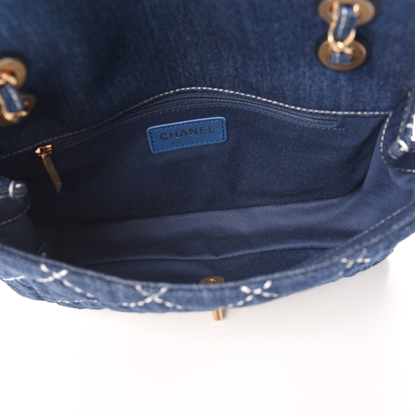 Denim Quilted Single Flap Blue