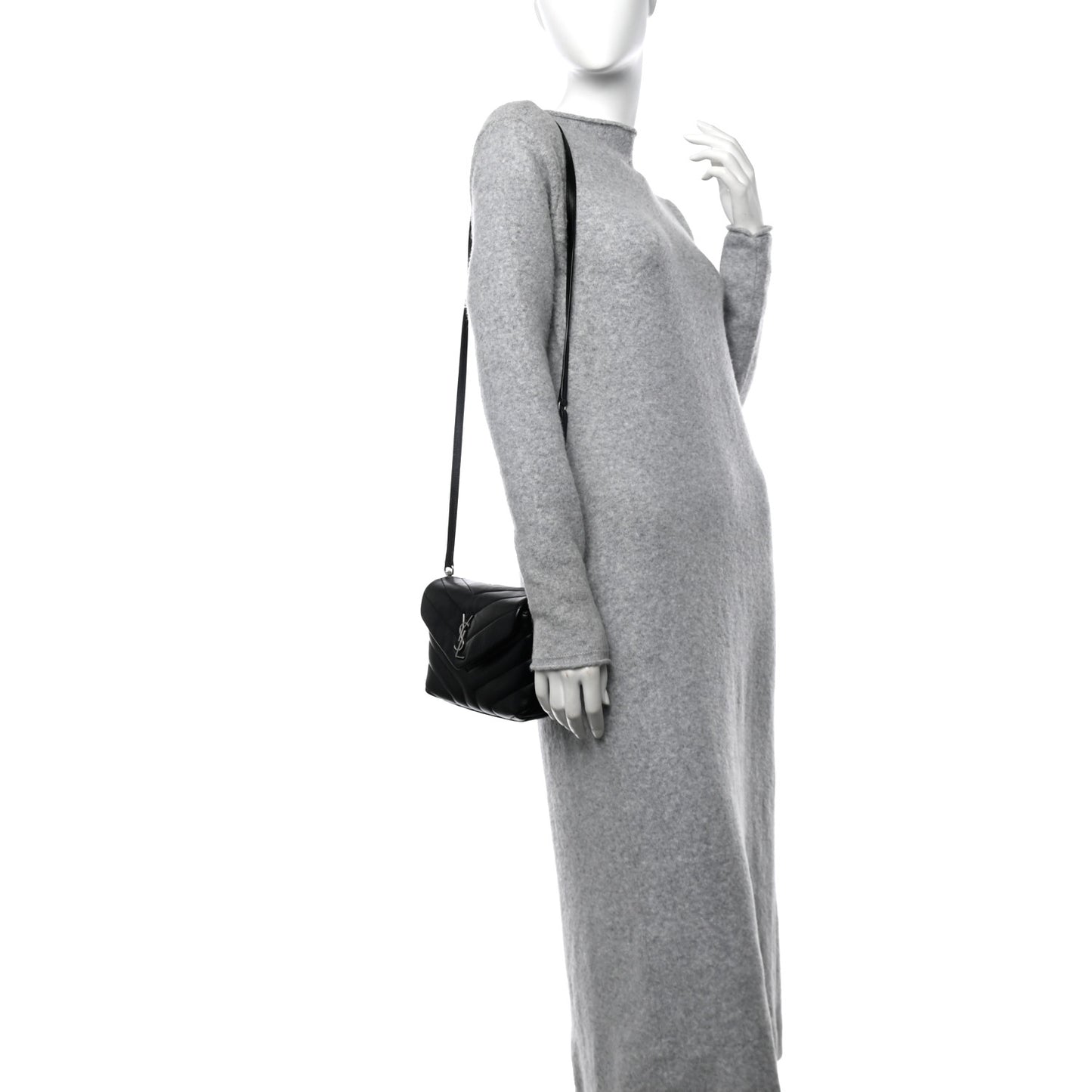 Calfskin Y Quilted Monogram Toy Loulou Crossbody Bag Black