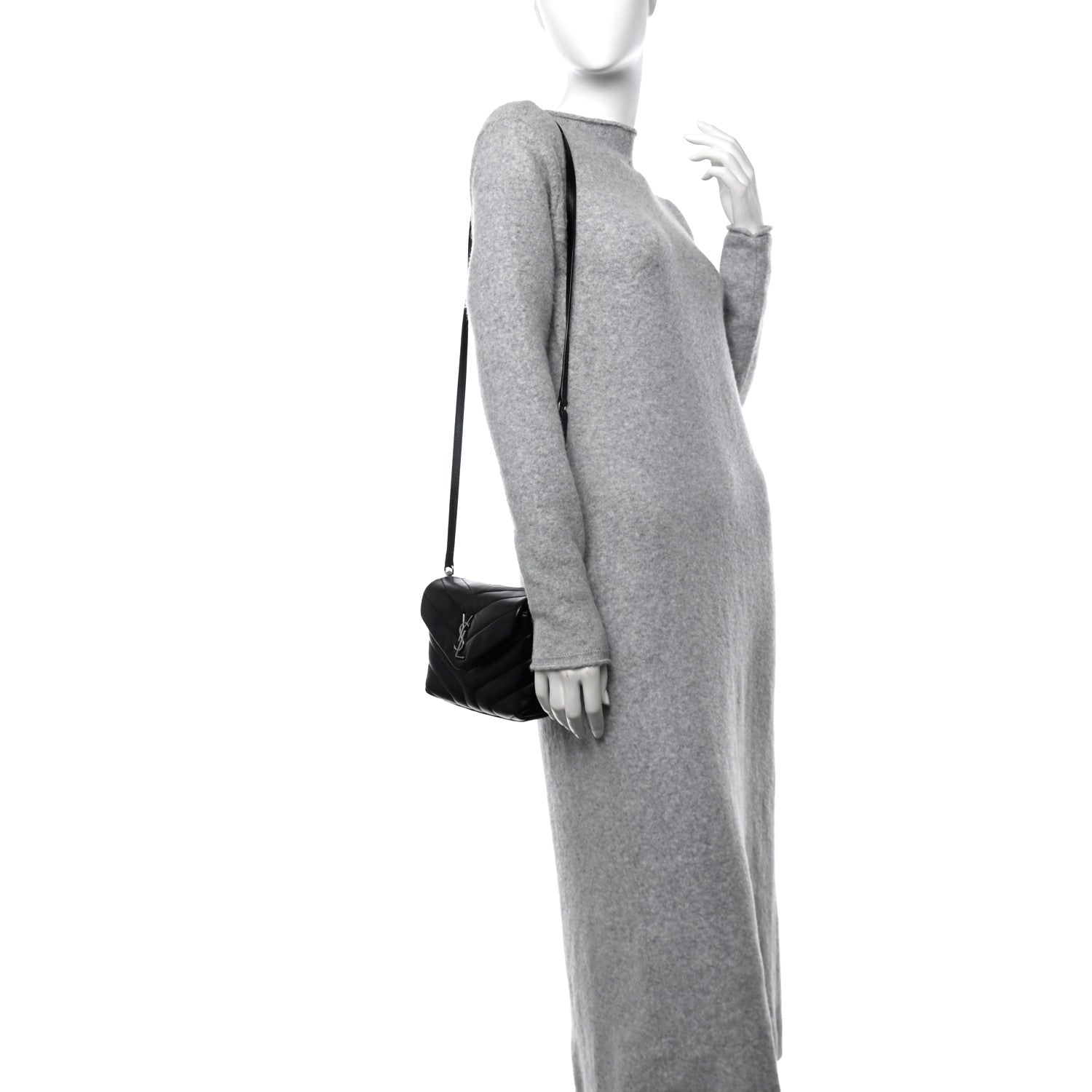 Saint Laurent Calfskin Y Quilted Monogram Toy Loulou Crossbody Bag Black 2 of 12