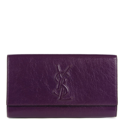 Saint Laurent Textured Patent Monogram Large Belle De Jour Clutch Purple 1 of 7