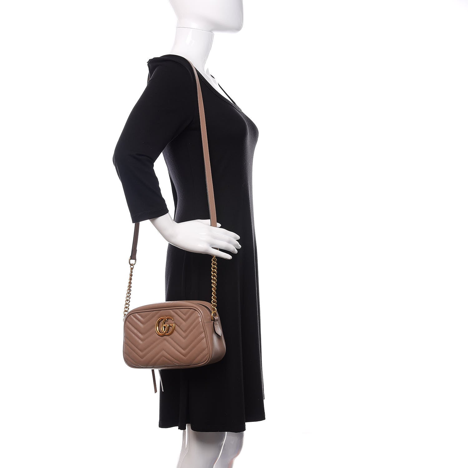 Gucci Calfskin Matelasse Small GG Marmont Chain Shoulder Bag Porcelain Rose 2 of 12