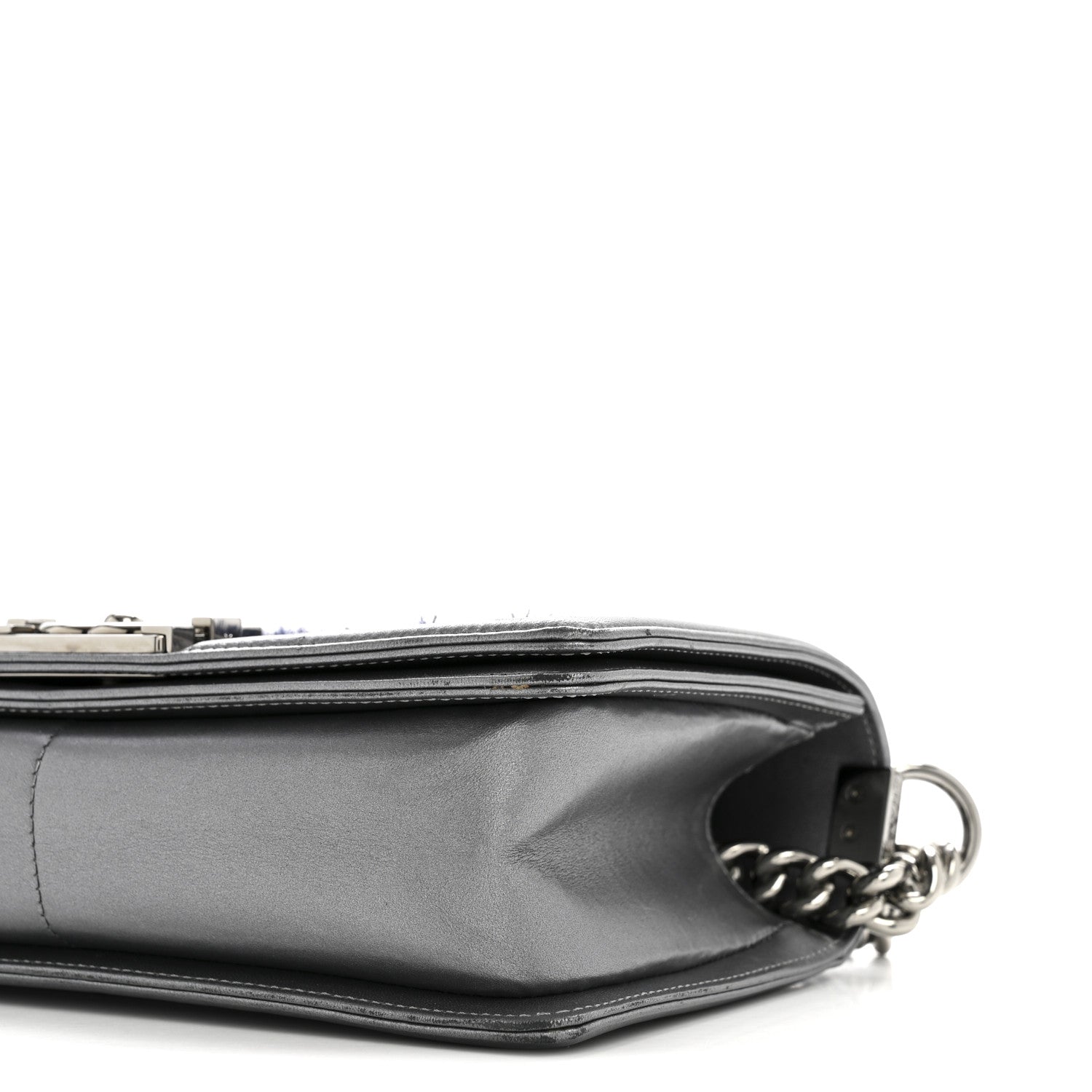 Chanel Tweed Metallic Lambskin Medium Boy Flap Silver 10 of 14