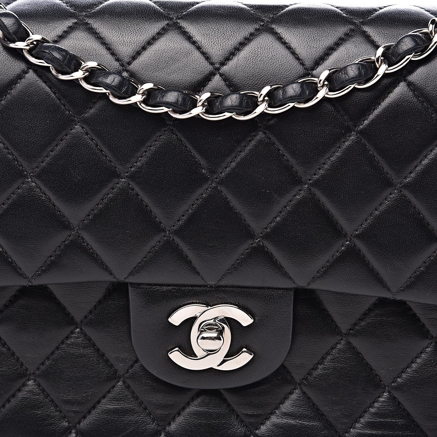 Chanel Lambskin Quilted Medium Double Flap Black 13 of 17
