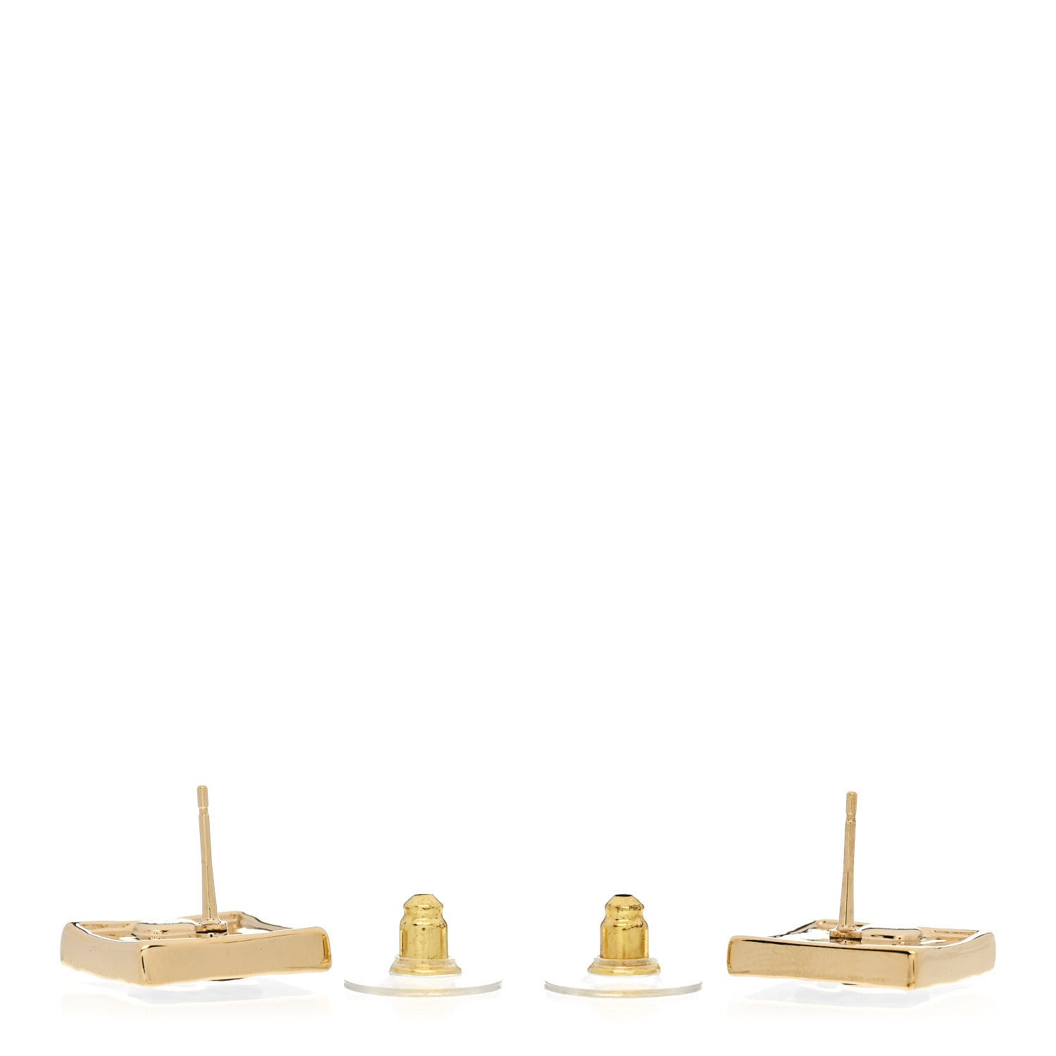 Chanel Metal Enamel CC Square Earrings Gold Black 3 of 5