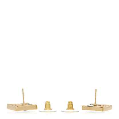 Chanel Metal Enamel CC Square Earrings Gold Black 3 of 5