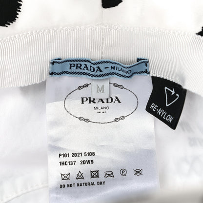 Prada Re-Nylon Triangle Printed Womens Bucket Hat M White Black 5 of 9