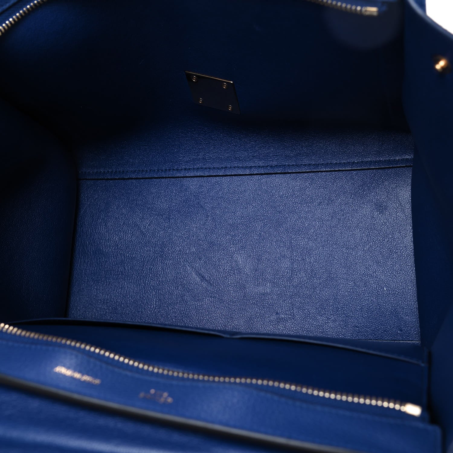 Celine Drummed Calfskin Suede Small Trapeze Indigo 4 of 4