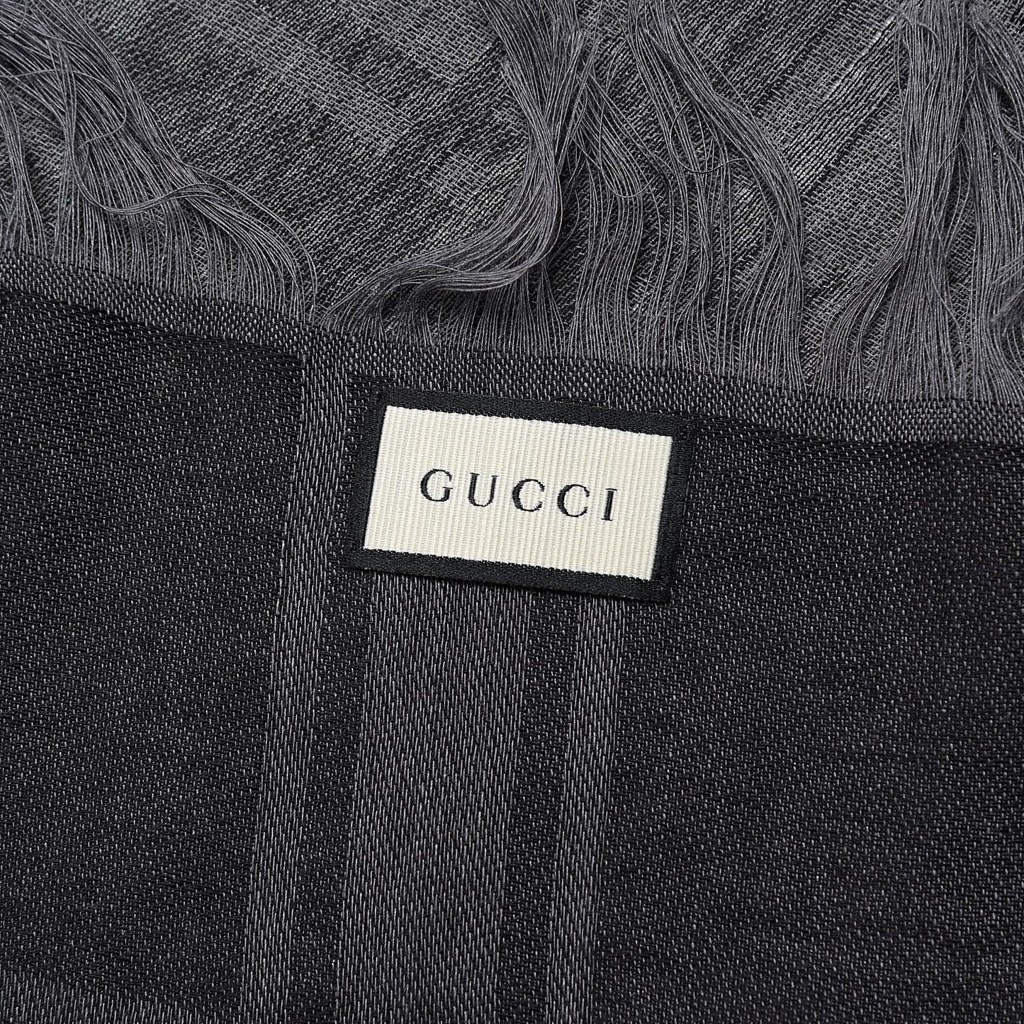 Wool Silk GG Monogram Diamante Plaid Surviee Shawl Graphite Black