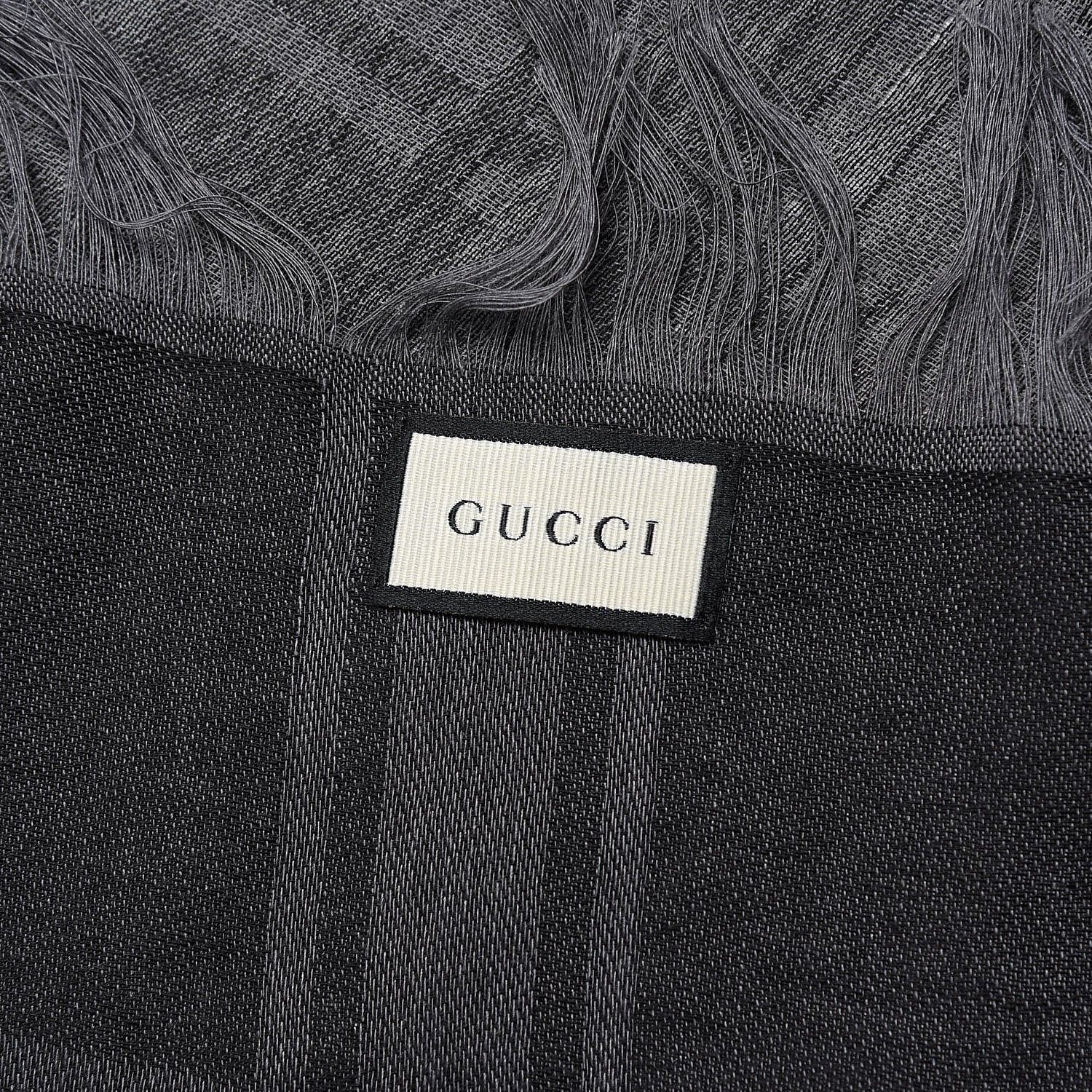 Gucci Wool Silk GG Monogram Diamante Plaid Surviee Shawl Graphite Black 3 of 3