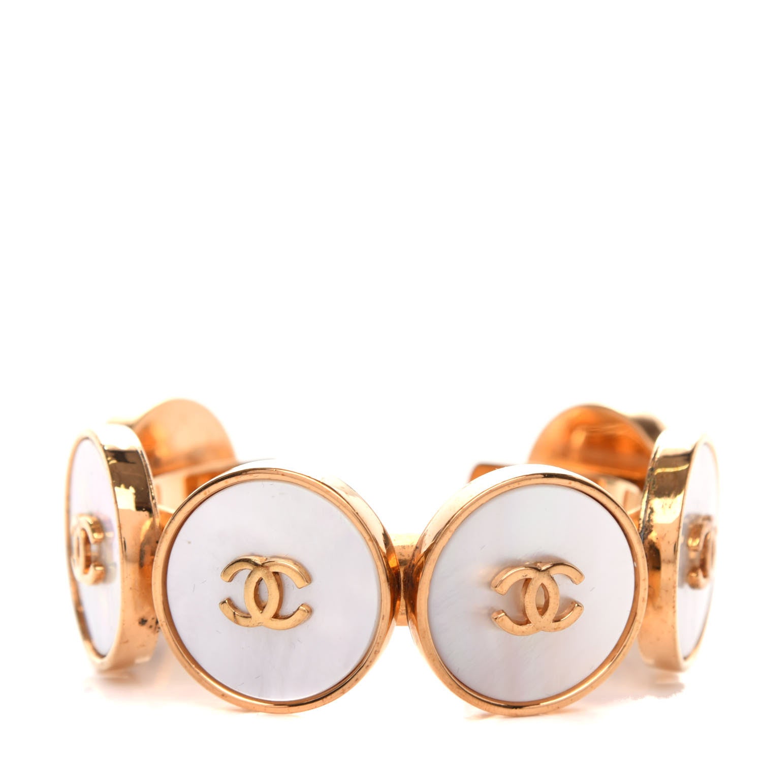 Chanel Pearl CC Cuff Bracelet Gold 1 of 5