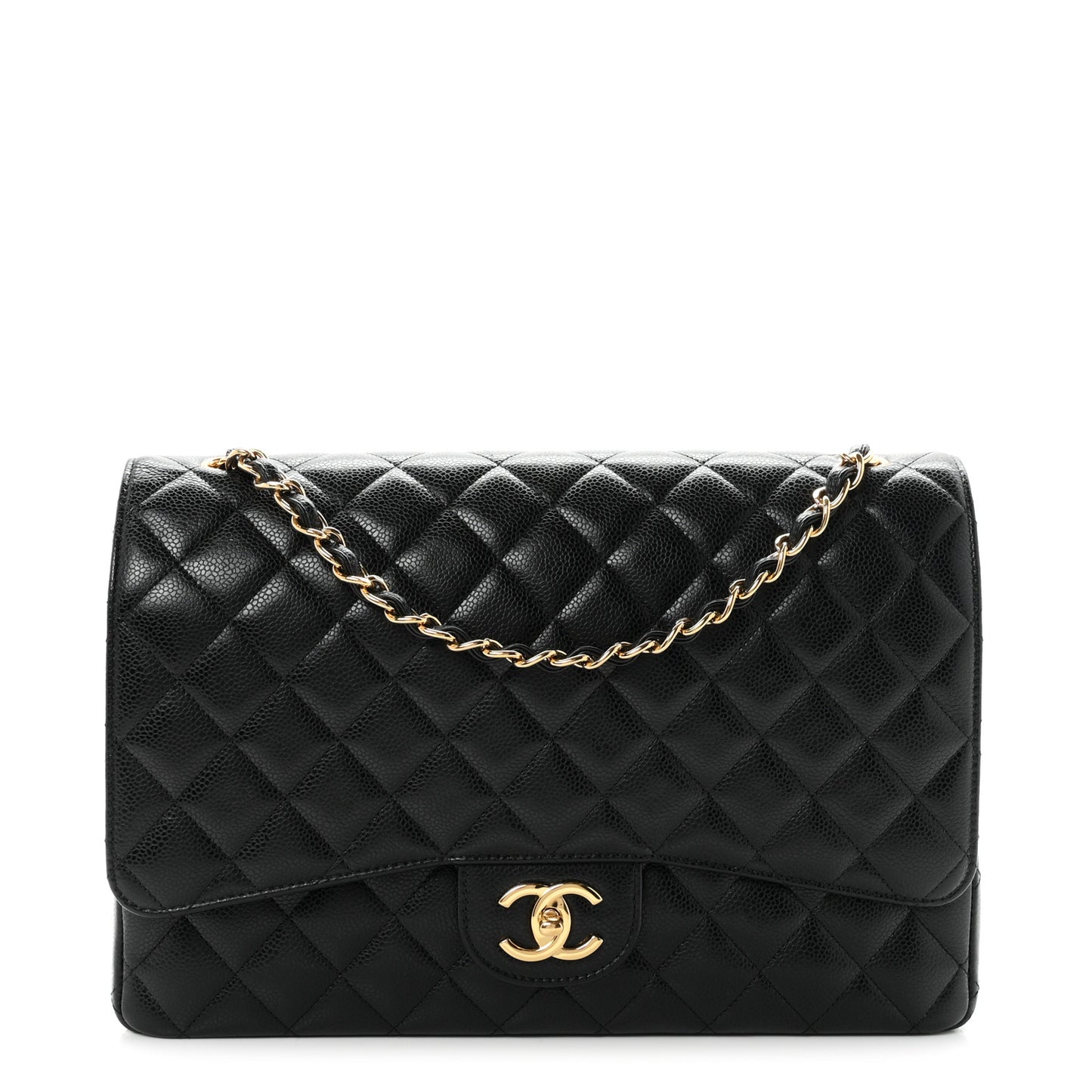 Caviar Quilted Maxi Double Flap Black