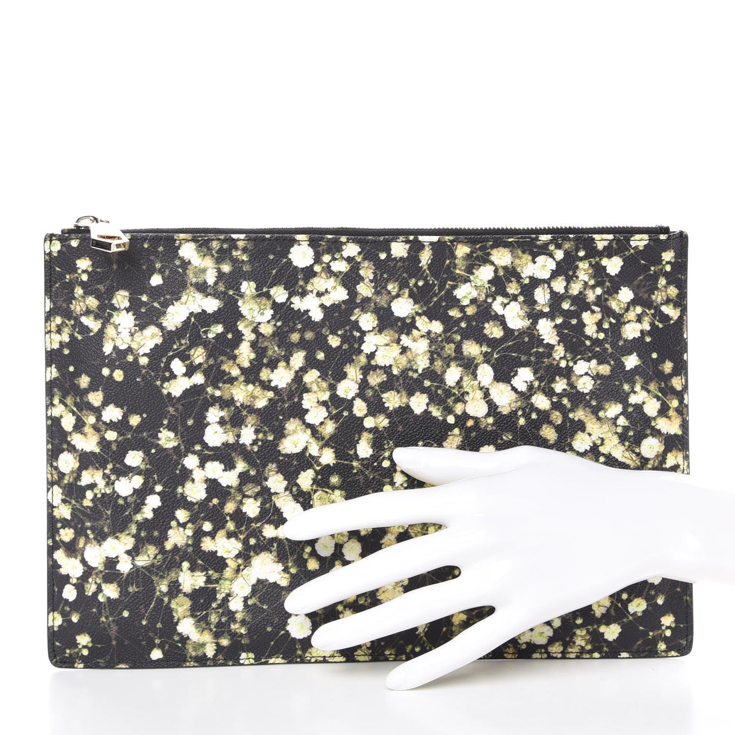 Coated Canvas Baby's Breath Print Medium Zip Pouch