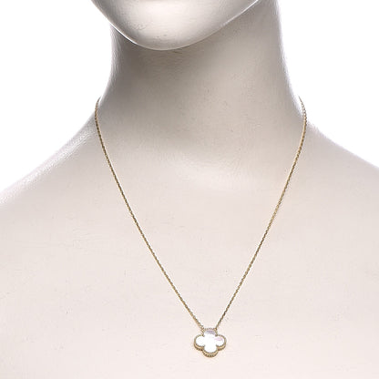 Van Cleef & Arpels 18K Yellow Gold Mother of Pearl Vintage Alhambra Pendant Necklace 2 of 9