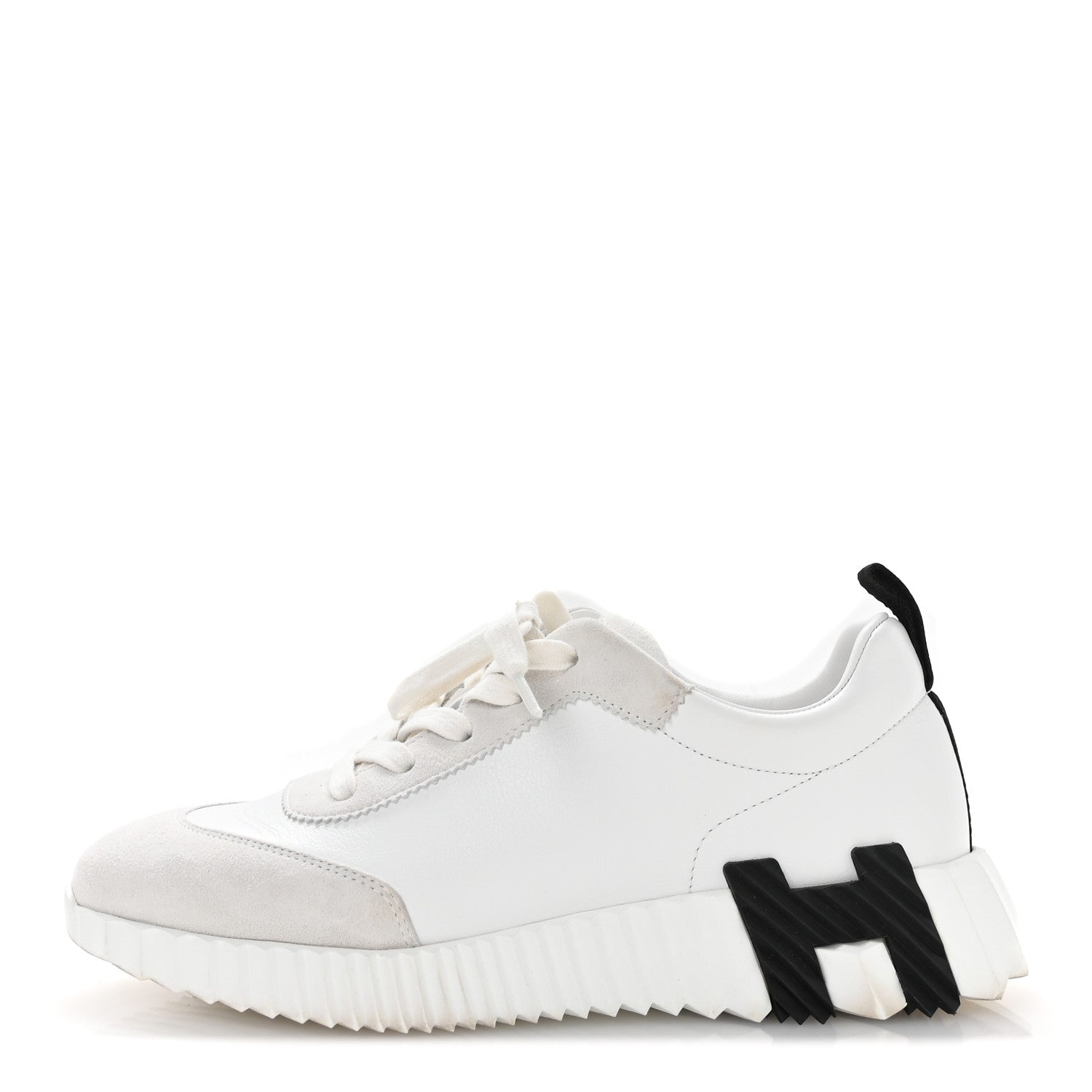 Hermes Goatskin Suede Goatskin Bouncing Sneakers 38 White Black 1 of 9
