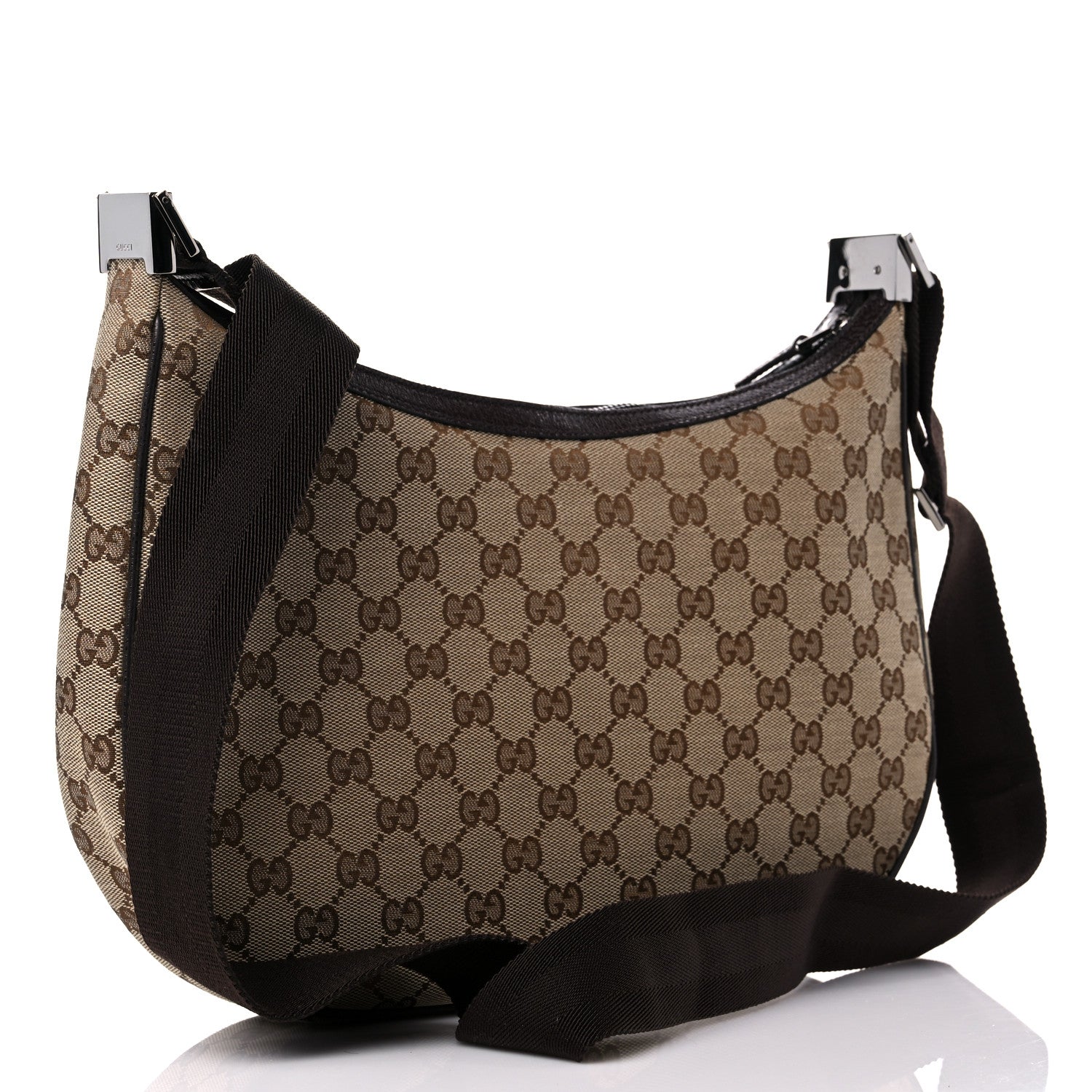 Gucci Monogram Medium Half Moon Hobo Dark Brown 3 of 13
