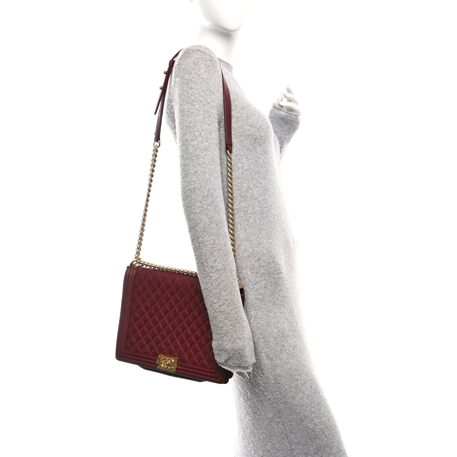 Chanel Lambskin Quilted Large Boy Flap Dark Red 2 of 10