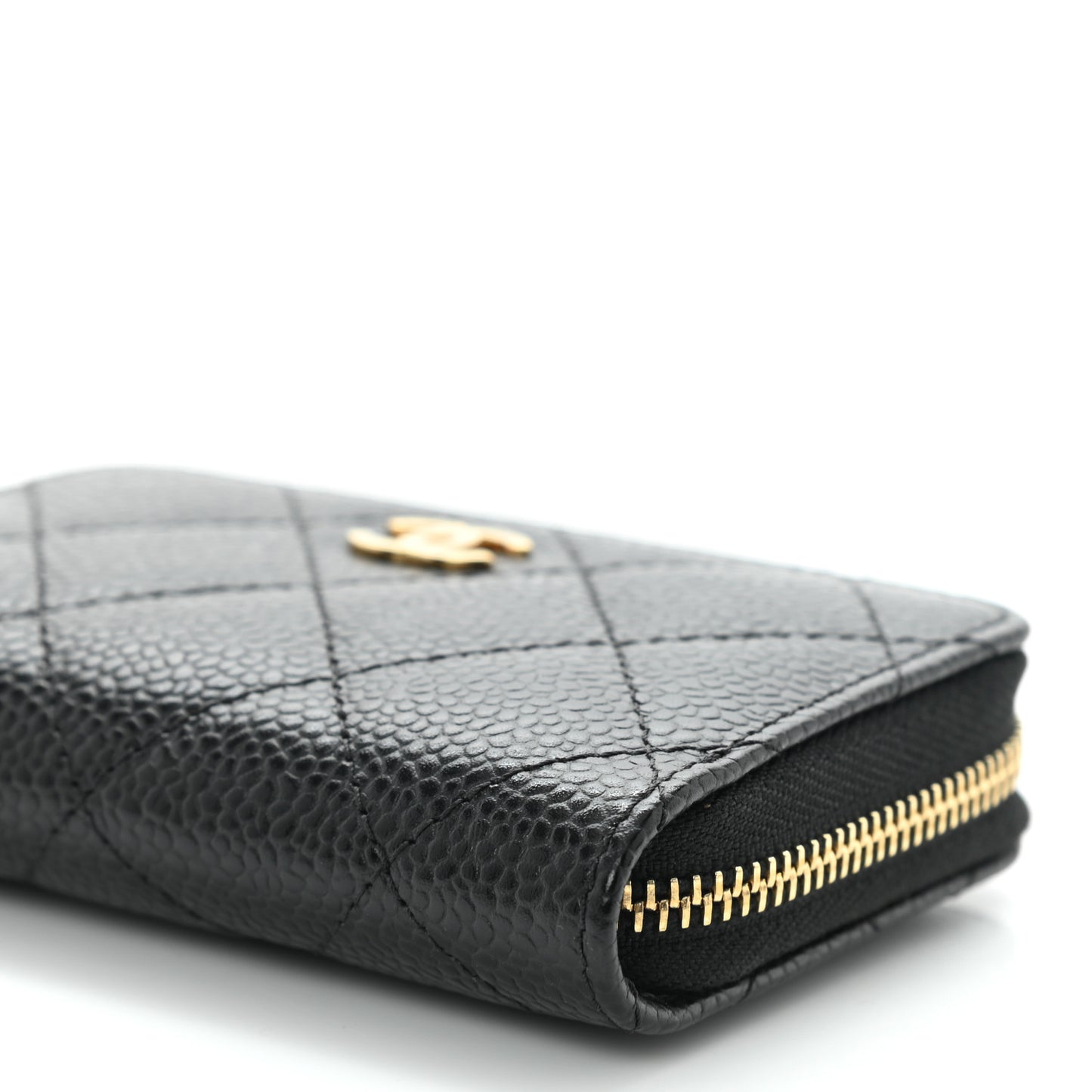 Caviar Quilted Zip Coin Purse Black