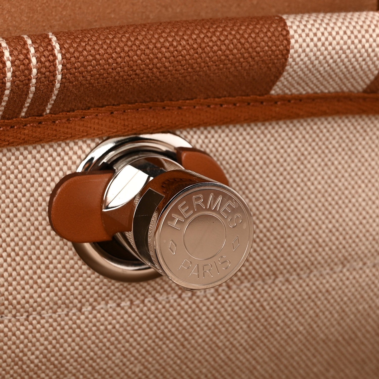 Hermes Vache Hunter Toile H Vibration Herbag Zip Retourne 31 PM Fauve Ecru Beige 8 of 12