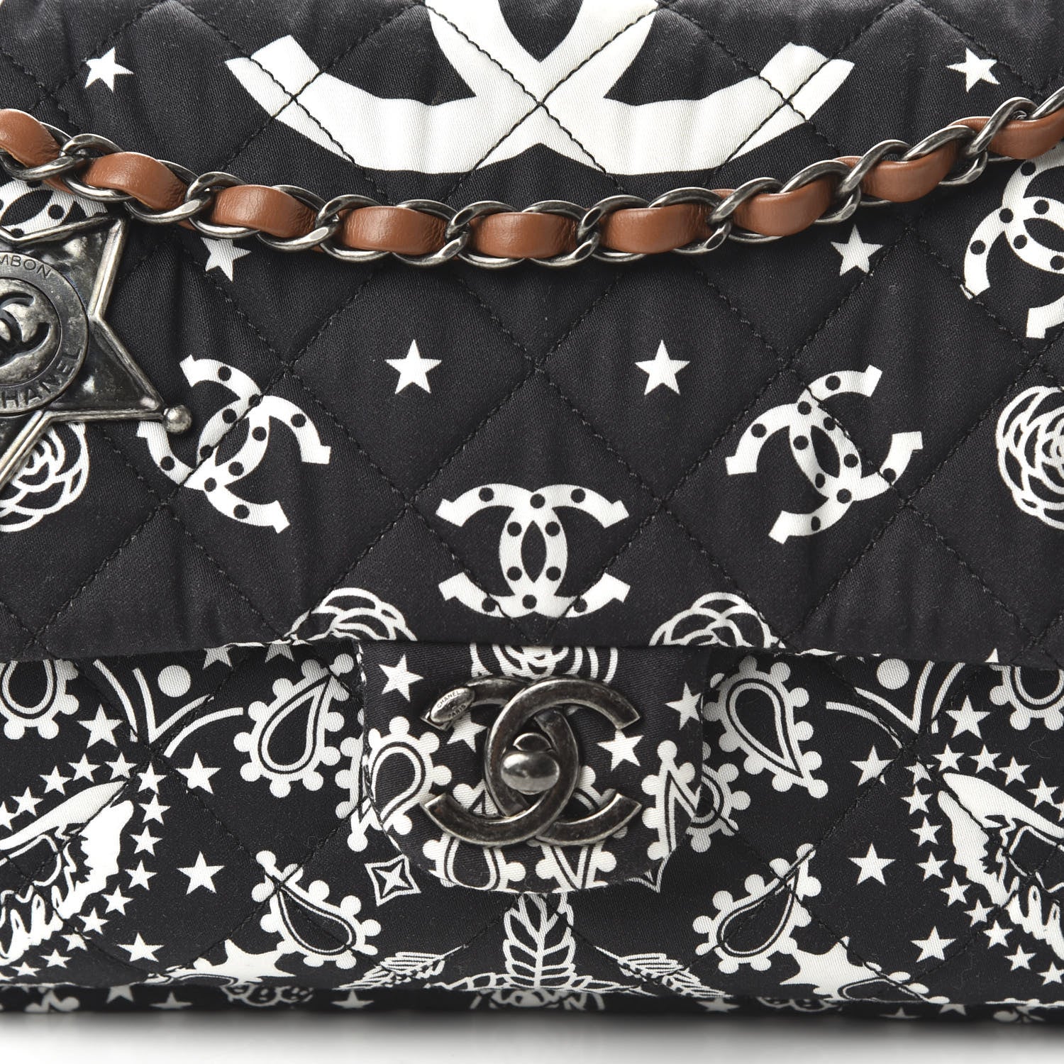 Chanel Cotton Quilted Paris Dallas Medium Bandana Flap Blue 10 of 10