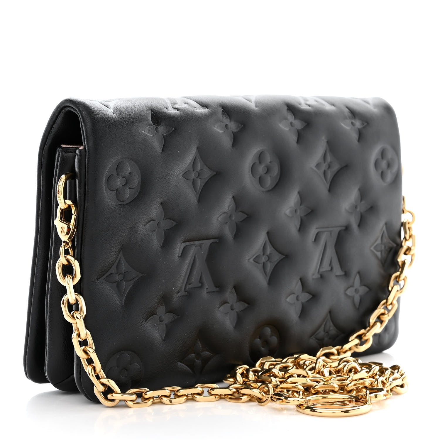 Louis Vuitton Lambskin Embossed Monogram Pochette Coussin Black 3 of 10