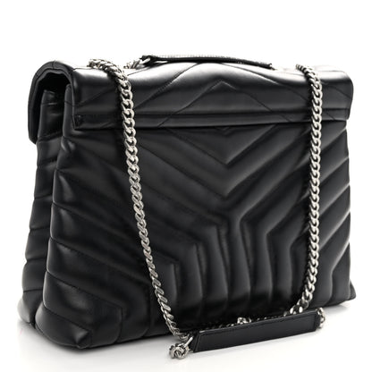 Saint Laurent Calfskin Y Quilted Monogram Medium Loulou Chain Satchel Black 3 of 9