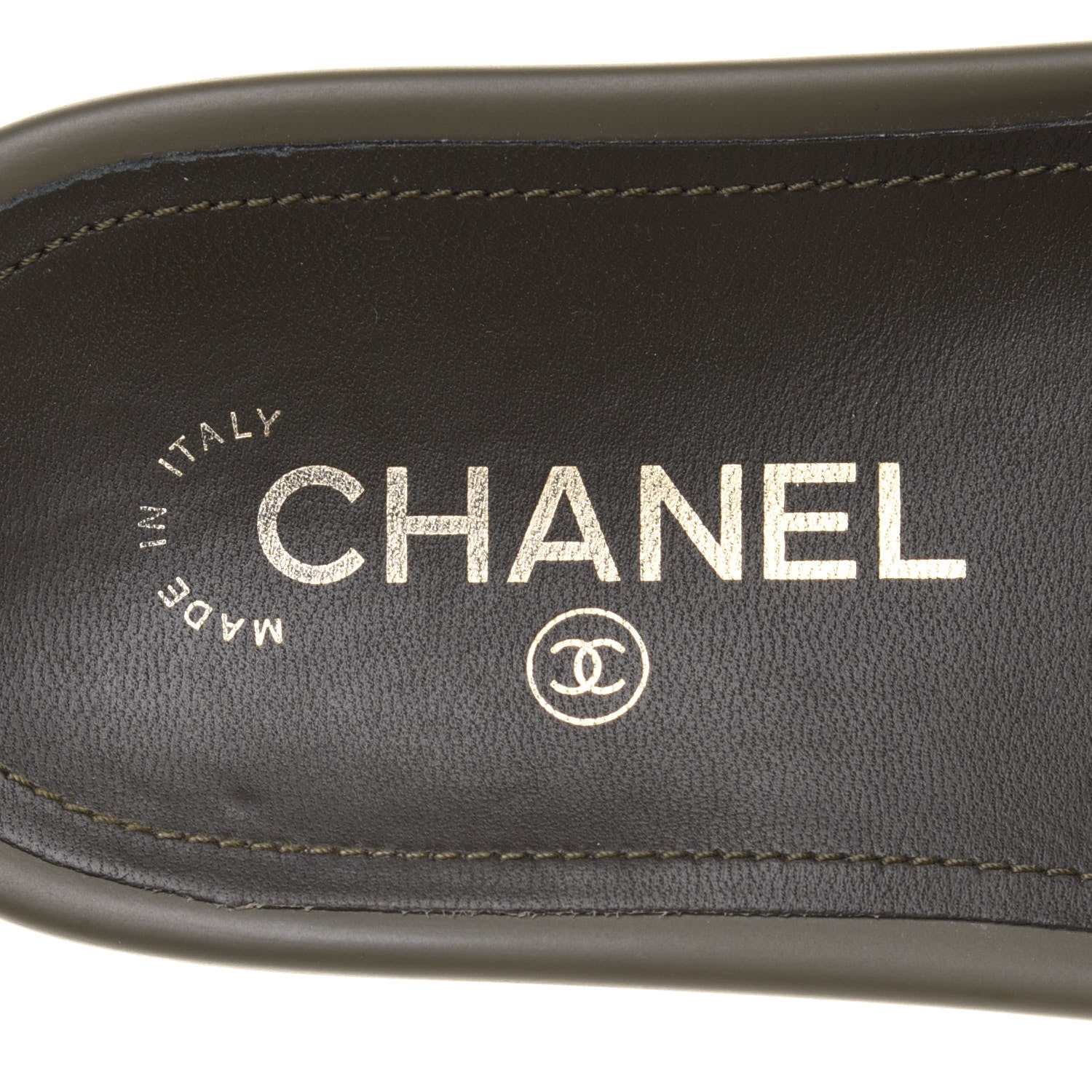 Chanel Canvas Chain Flat Sandals 36 Khaki 7 of 11