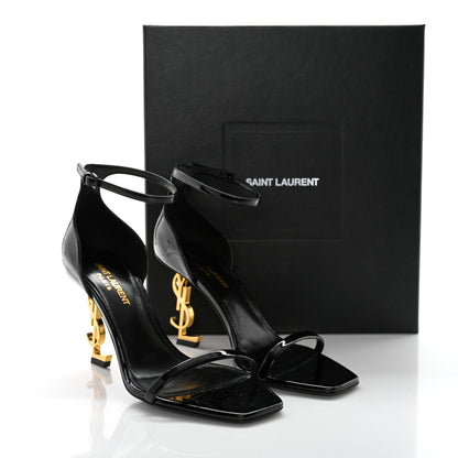 Saint Laurent Patent Calfskin Opyum 110 Sandals 37 Black Gold 9 of 9