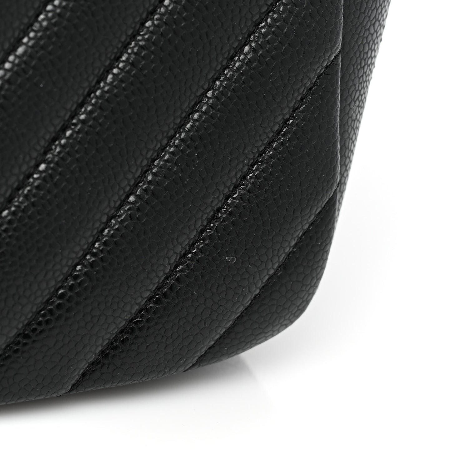 Caviar Chevron Quilted Large Shopping Tote Black