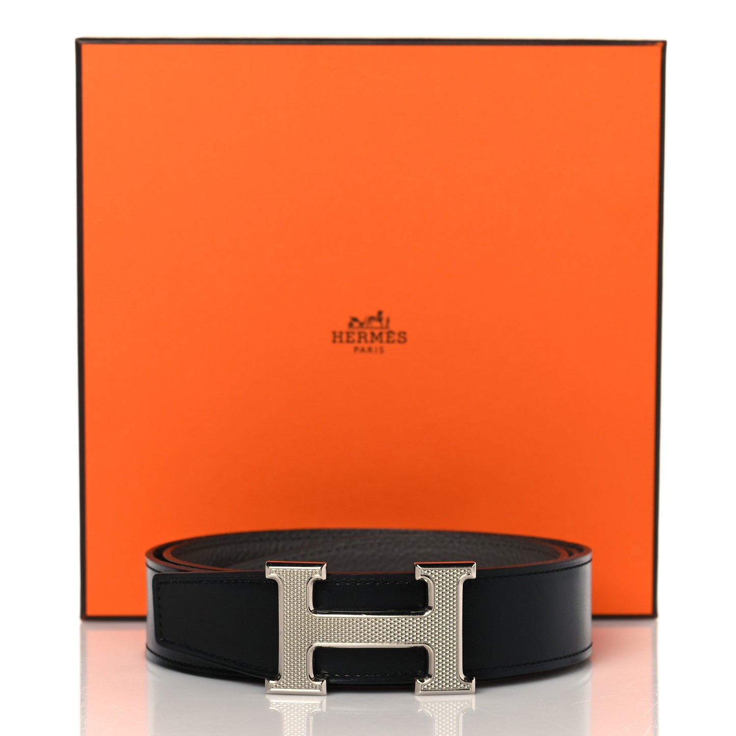 135 Togo 32mm Guilloche H Belt 90 Black Etain