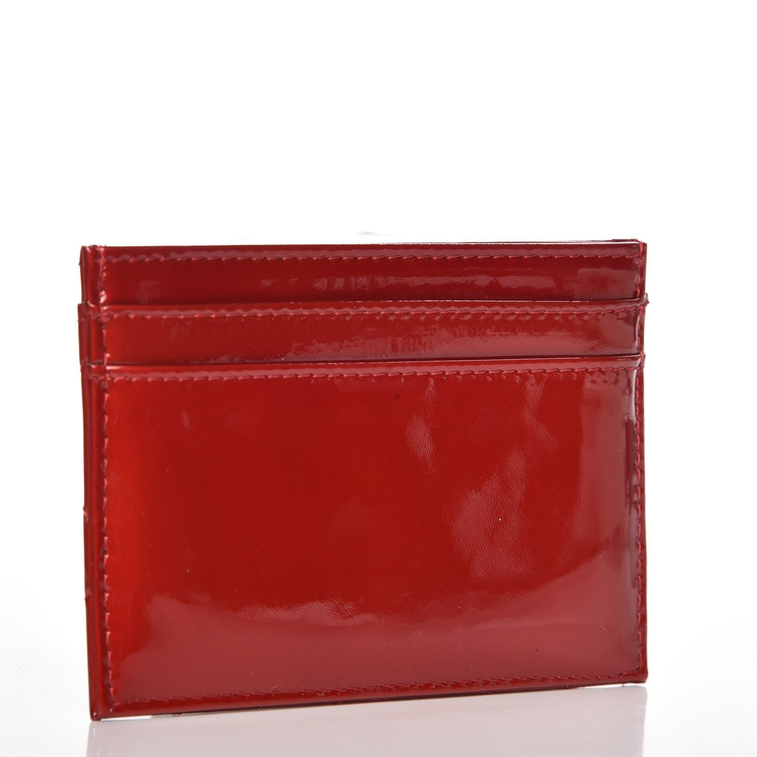 Chanel Patent Quilted Brilliant Card Holder Red 3 of 9