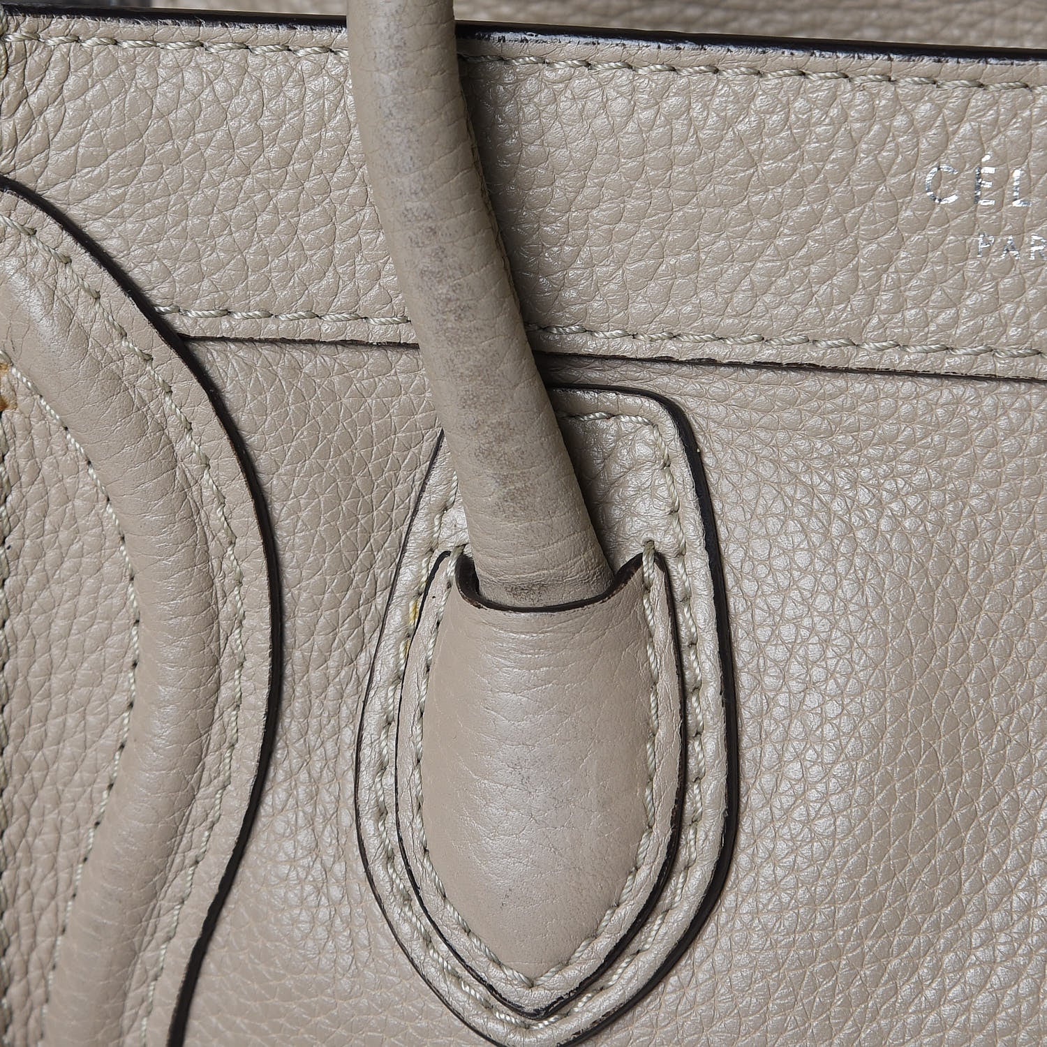 Celine Drummed Calfskin Nano Luggage Dune 12 of 16