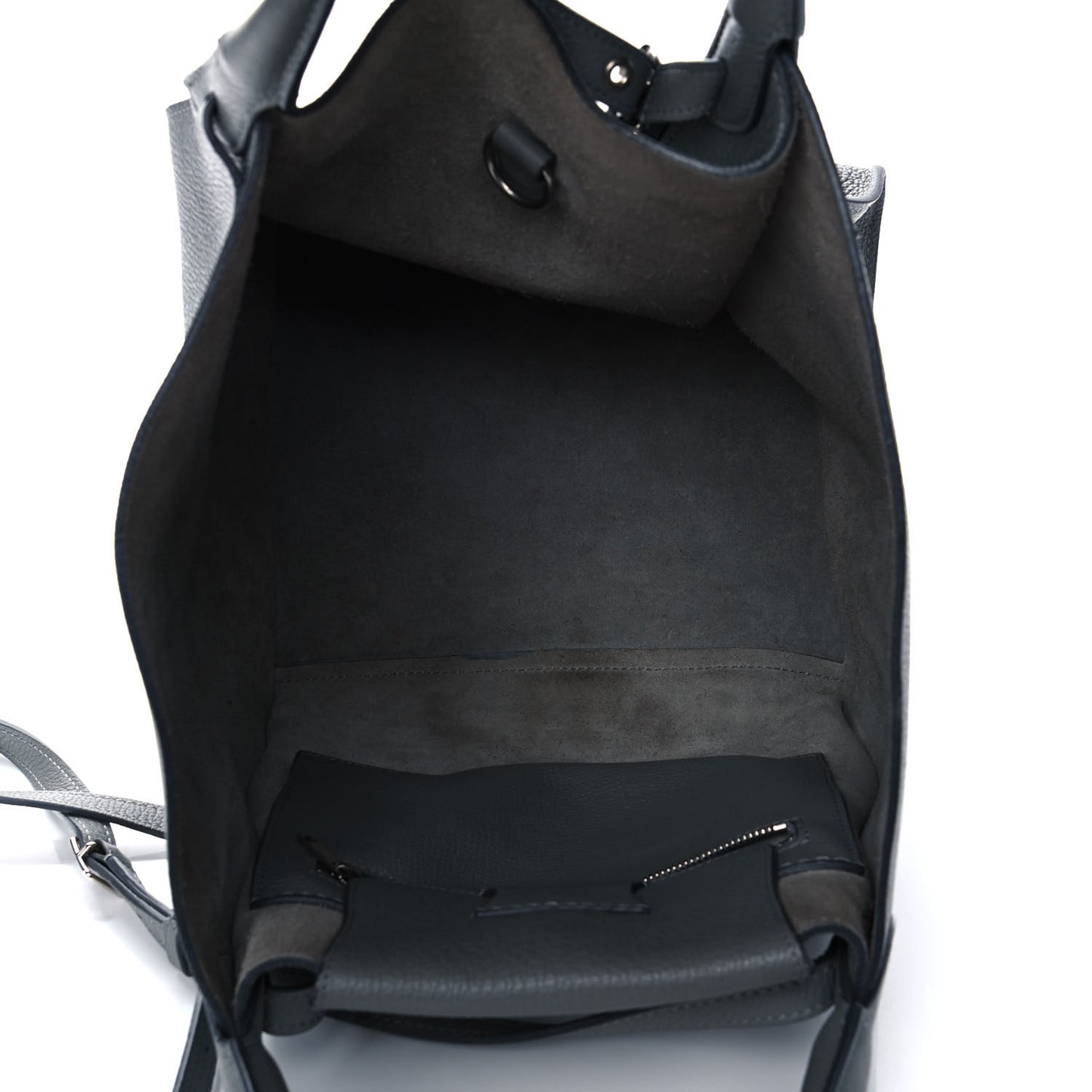 Supple Calfskin Long Strap Small Big Bag Zinc