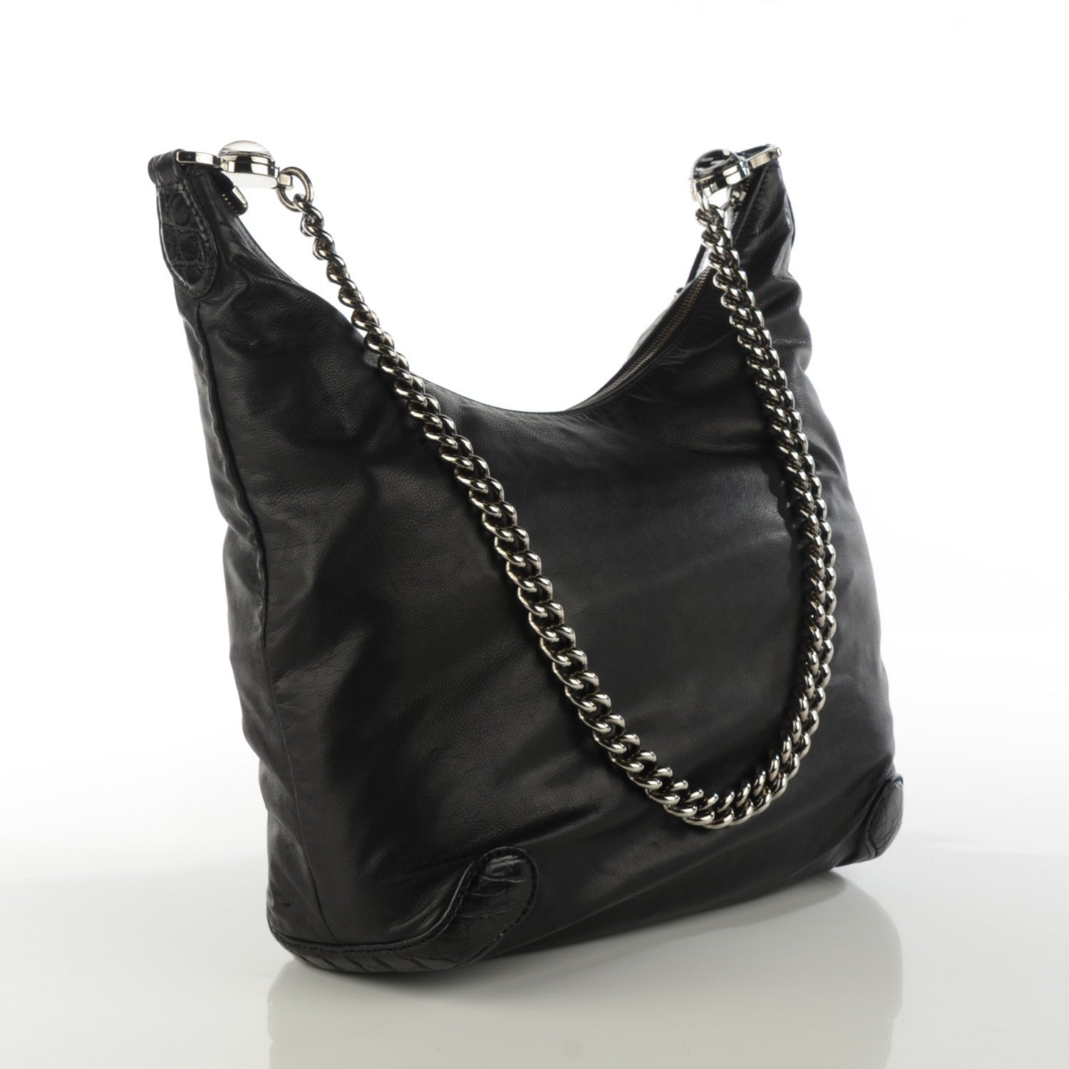 Gucci Calfskin Crocodile Medium Galaxy Shoulder Bag Black 3 of 7