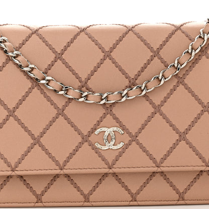 Chanel Calfskin Diamond Stitch Wallet On Chain WOC Beige 9 of 12
