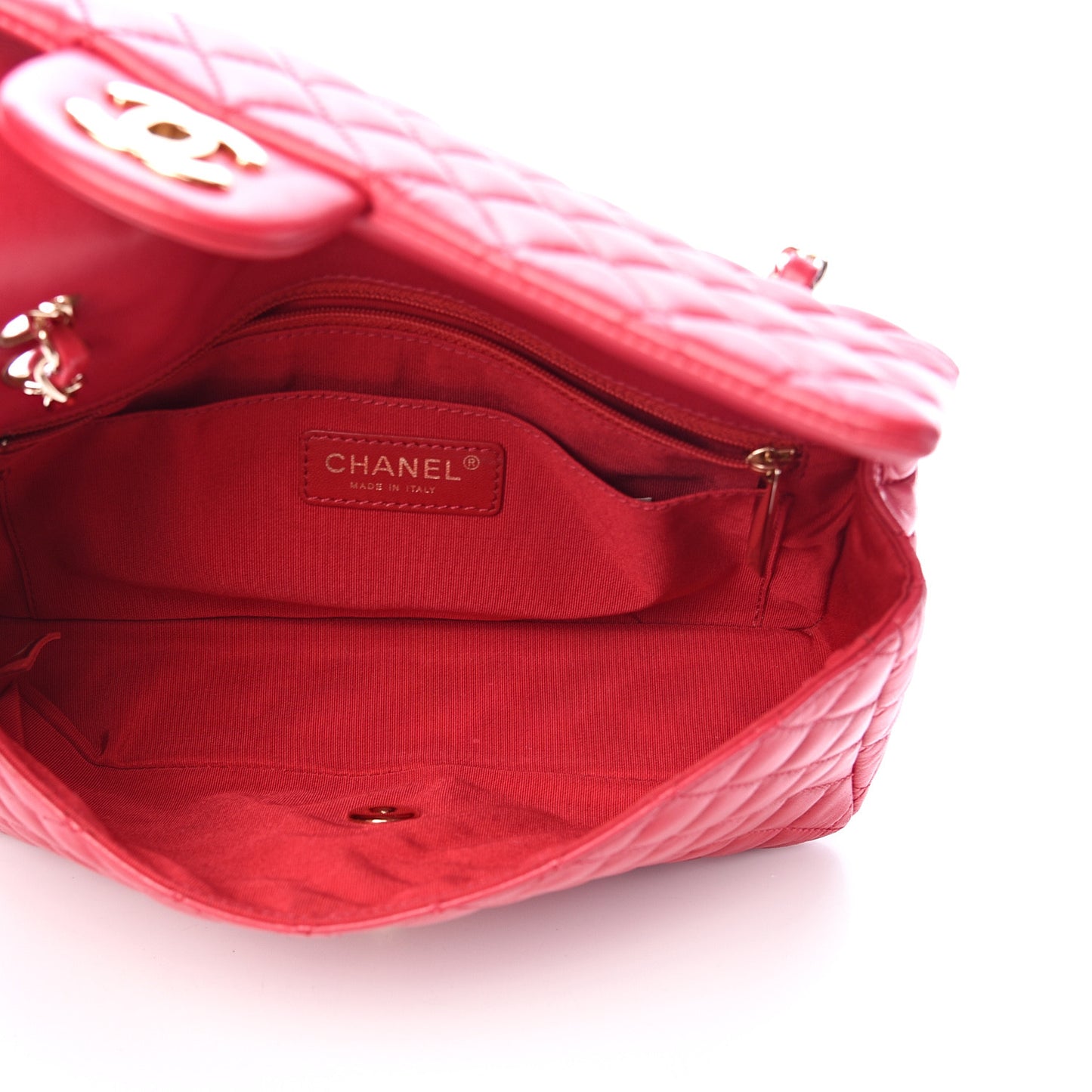 Lambskin Quilted Valentine Charms Medium Flap Red