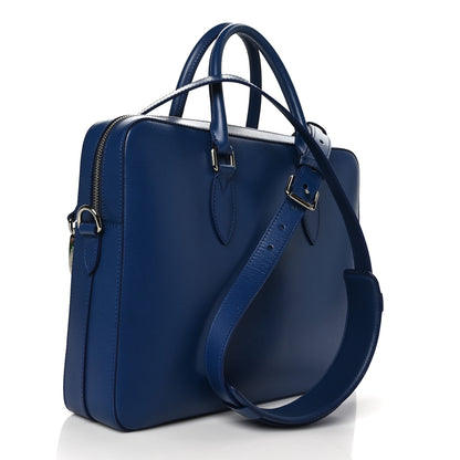Burberry Textured Calfskin Barrow Briefcase Deep Blue 3 of 8