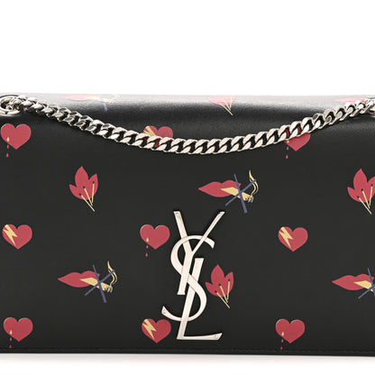 Saint Laurent Calfskin Medium Heart Bolts Monogram Kate Satchel Black 8 of 15