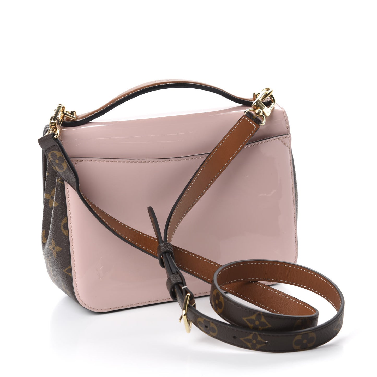 Patent Calfskin Monogram Cherrywood BB Rose Ballerine