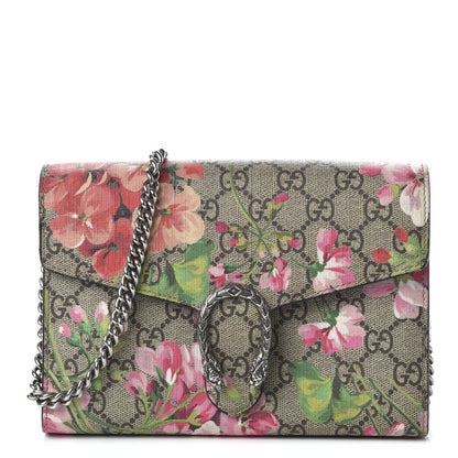 Gucci GG Supreme Monogram Blooms Mini Dionysus Chain Wallet Beige Multicolor Dry Rose 1 of 10
