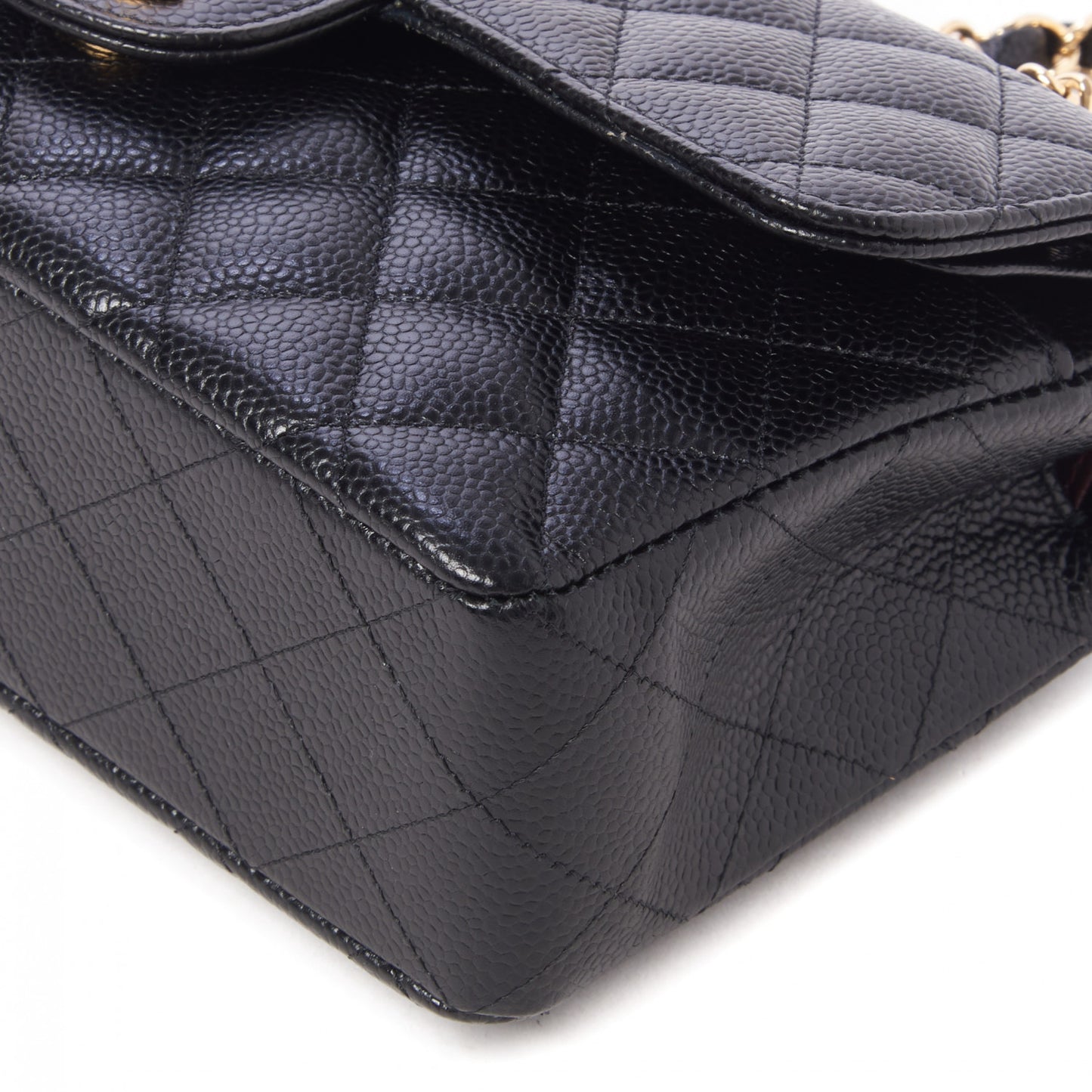 Caviar Quilted Small Double Flap Black