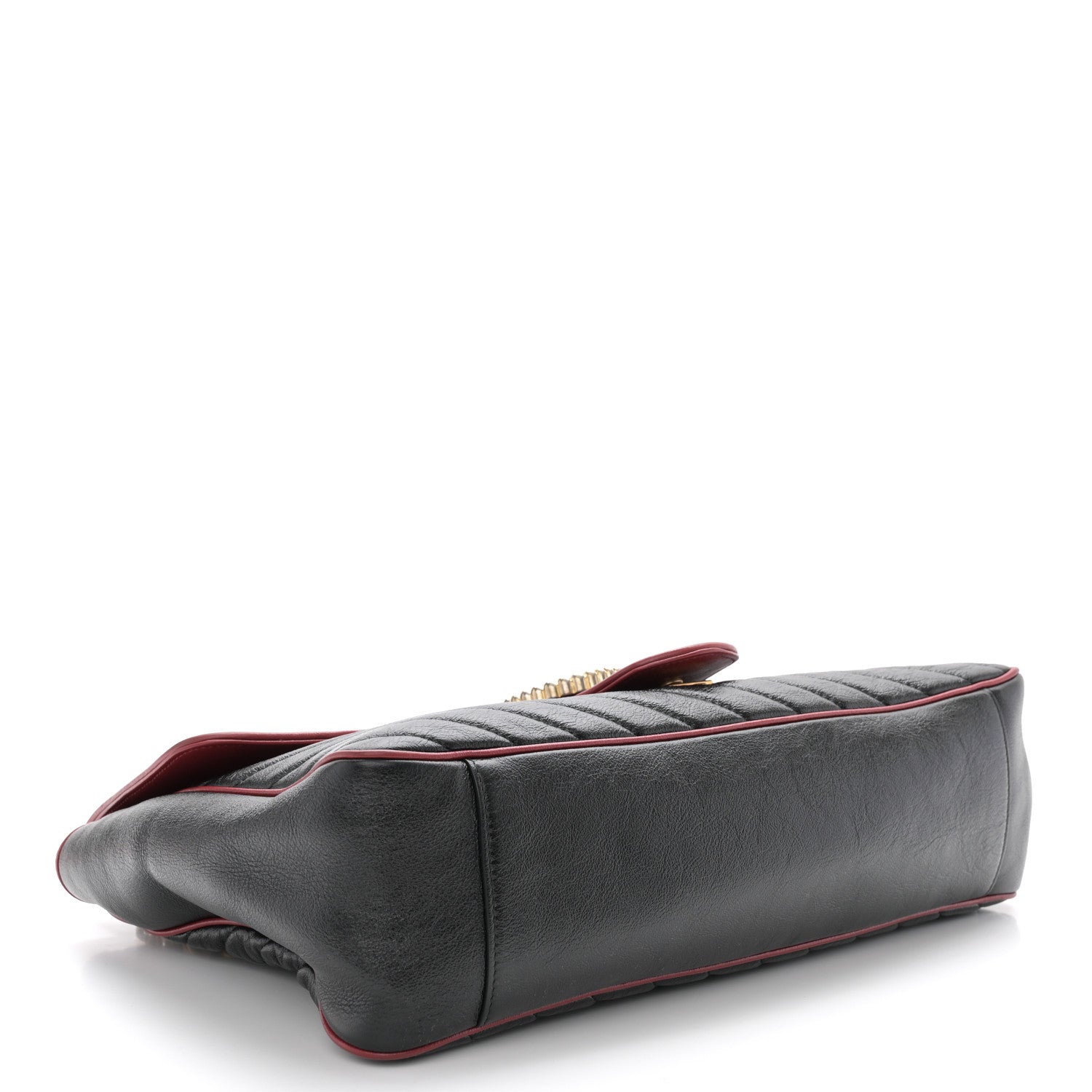 Gucci Vintage Effect Calfskin Matelasse Diagonal Large Torchon GG Marmont Shoulder Bag Black Romantic Cherry 4 of 12
