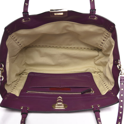 Valentino Garavani Vitello Medium Rockstud Tote Grape 5 of 12