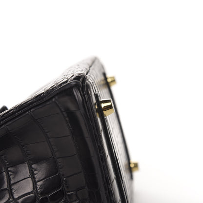 Hermes Matte Alligator Birkin 25 Black 7 of 32
