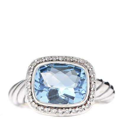 David Yurman Sterling Silver Diamond Blue Topaz 10mm Noblesse Ring 52 6 1 of 5