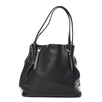 Burberry Grainy Calfskin House Check Medium Maidstone Black 1 of 9