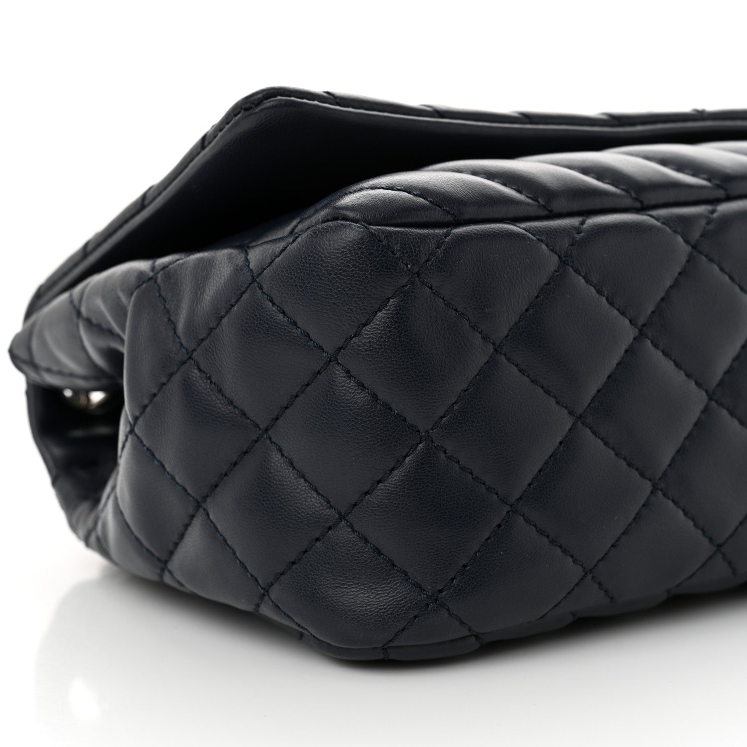 Chanel Lambskin Chevron Quilted Single Flap Navy Blue 9 of 12